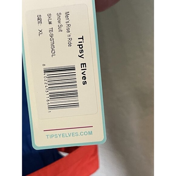 Tipsy Elves Ski Snow Suit Mens Size XL Rise N Ride Retro Blue Green Red Hooded - Picture 10 of 11